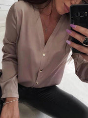 Fashion Plain Lone sleeve Plain Blouses