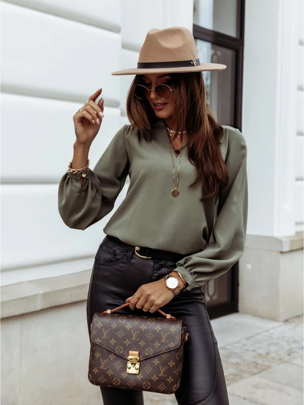 Casual Pure V neck Long sleeve Blouses