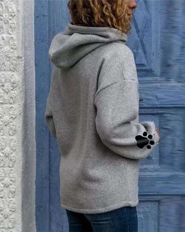 Fashion Paw print Long sleeve Hoodies Sweatshirts