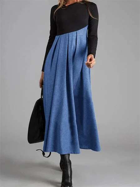 Fashion Elegant Gored V neck Long sleeve Maxi Dresses