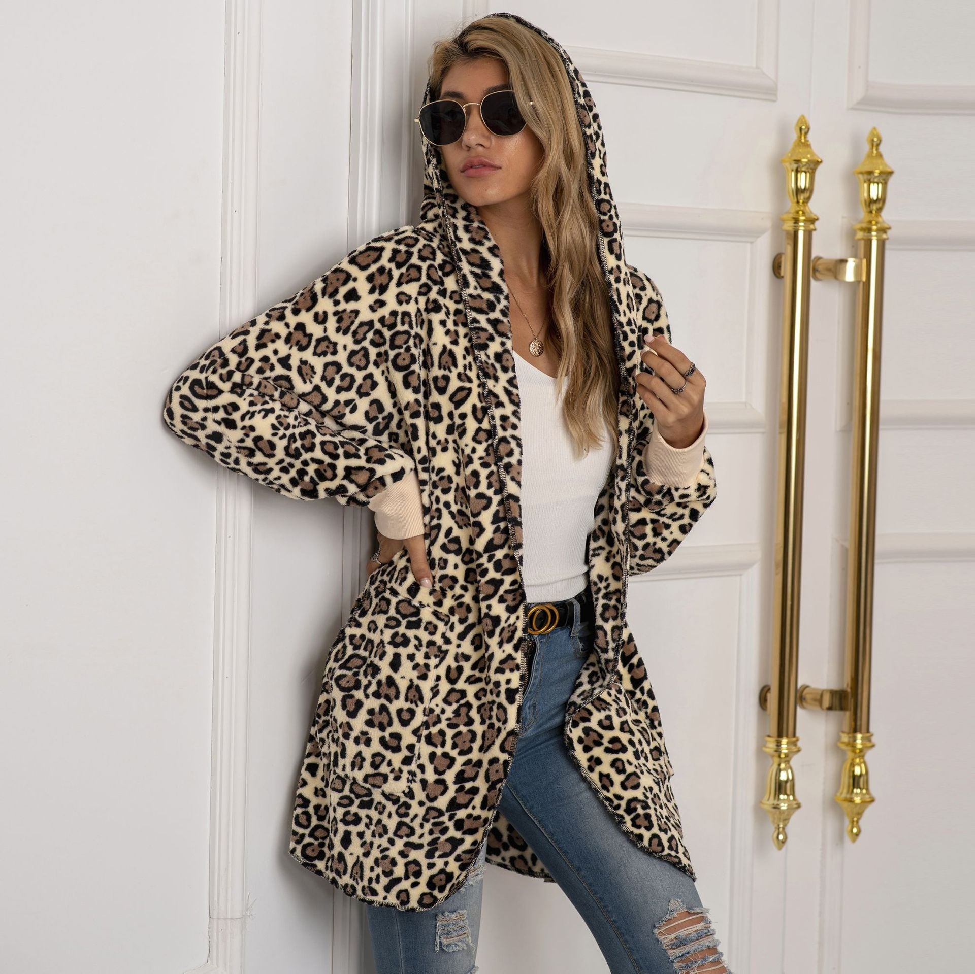 Fashion leopard print plush coats