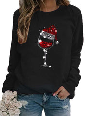 Fashion Casual Christmas Cup print Round neck Long sleeve Sweatshirts