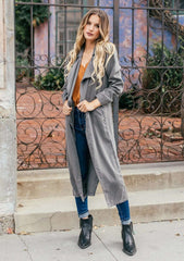 Casual Pure Lapel Long sleeve Vent Trench Coats
