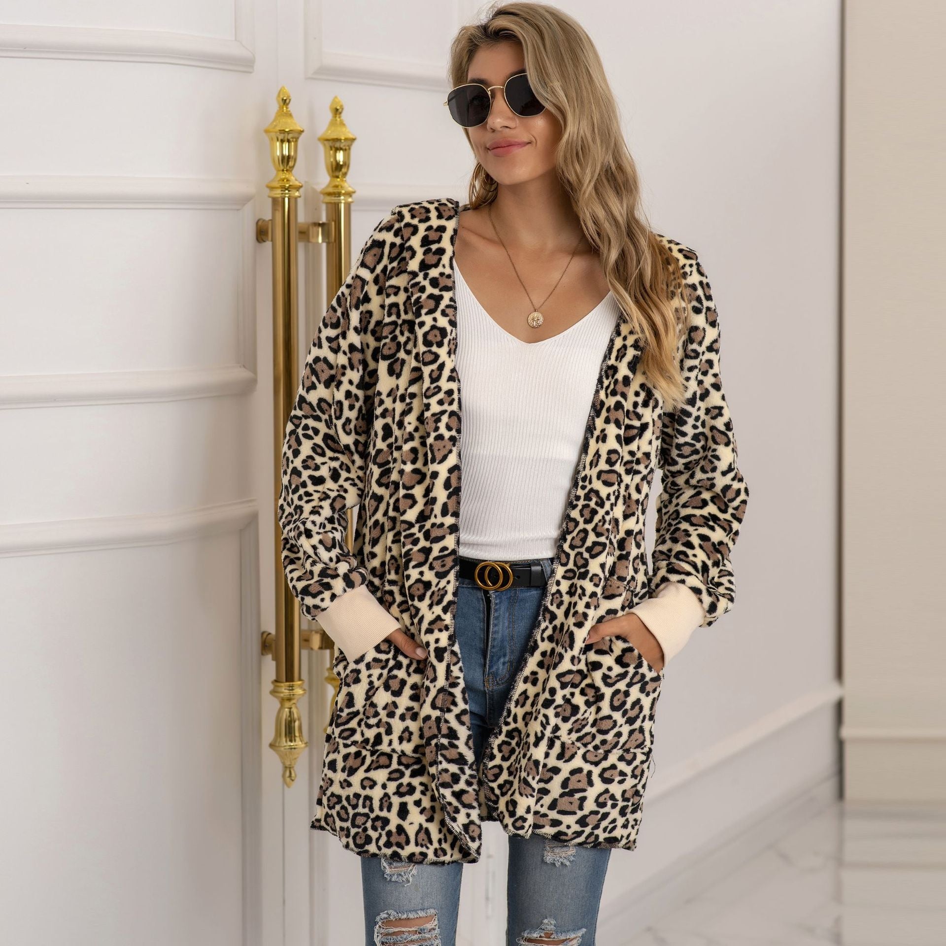 Fashion leopard print plush coats