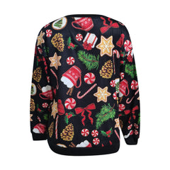 Christmas printed round neck long-sleeved fleece sweatshirts