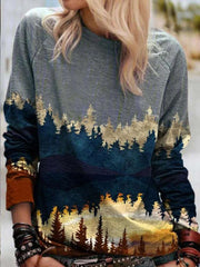 Fashion Print Round neck Long sleeve T-Shirts