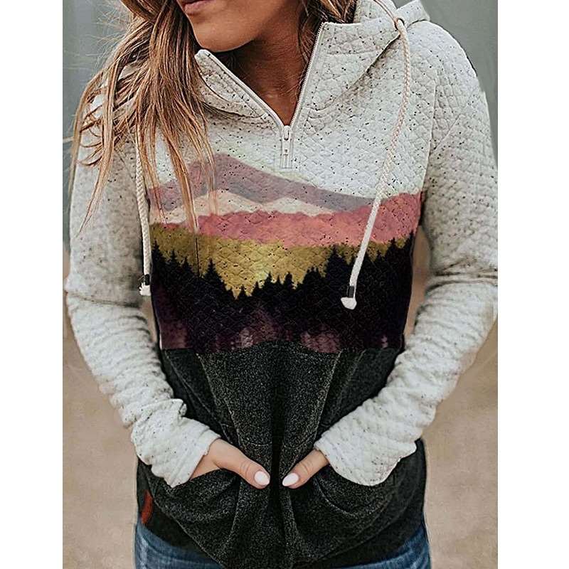 Fashion Landscape print Long sleeve Hoodies  Sweatshirts