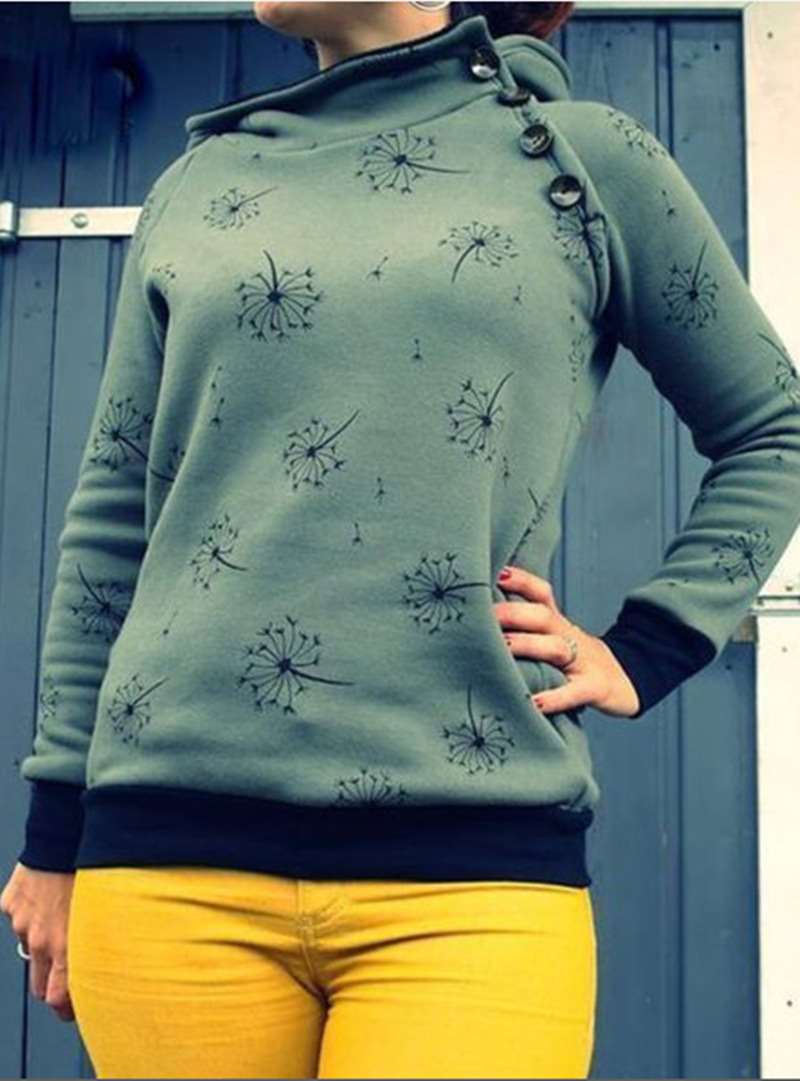 Fashion Print Stand collar Thicken Long sleeve Hoodies Sweatshirts