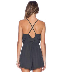 Fashion Pure V neck Vest Lace Jumpsuits