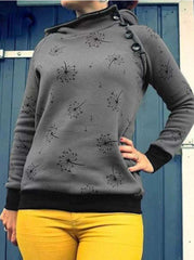Fashion Print Stand collar Thicken Long sleeve Hoodies Sweatshirts