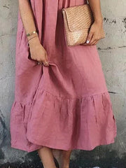 Cotton and linen halter Loose Plain Maxi dresses