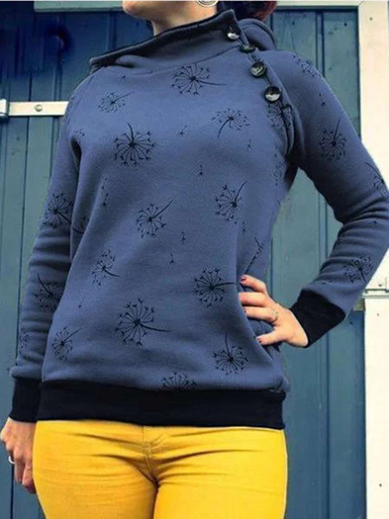 Fashion Print Stand collar Thicken Long sleeve Hoodies Sweatshirts