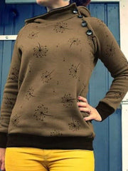 Fashion Print Stand collar Thicken Long sleeve Hoodies Sweatshirts