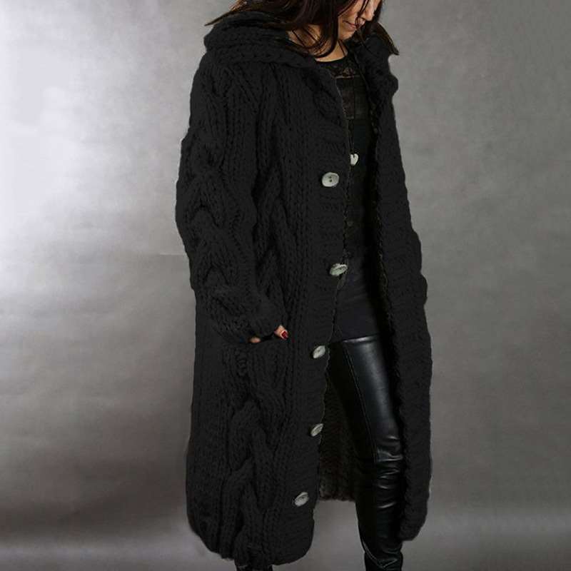 Fashion Casual Pure Knit Lapel Long sleeve Fastener Cardigan