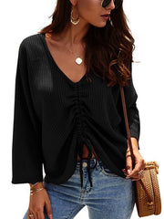 Womeb long sleeve v neck top knit sweaters