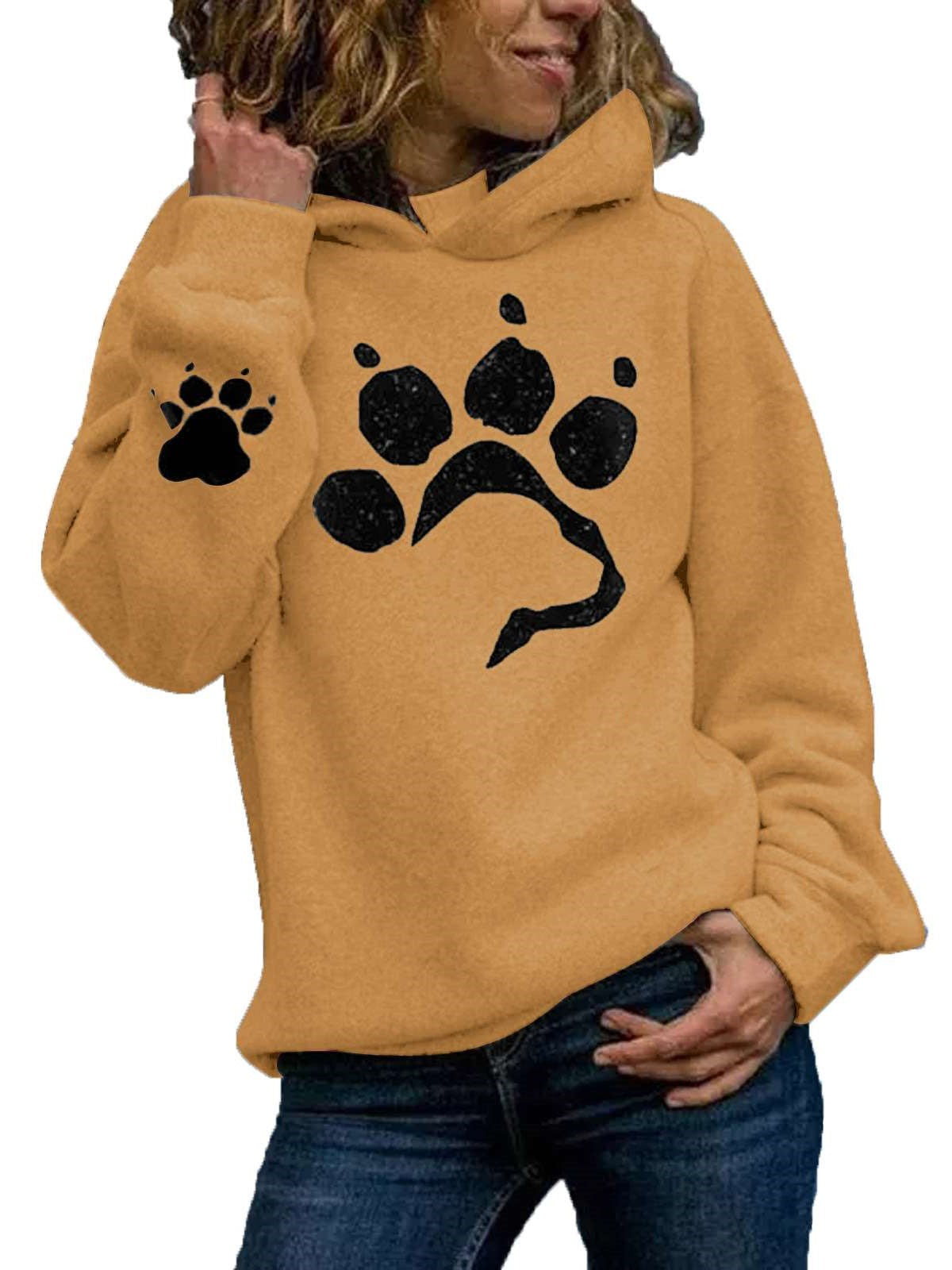 Fashion Paw print Long sleeve Hoodies Sweatshirts