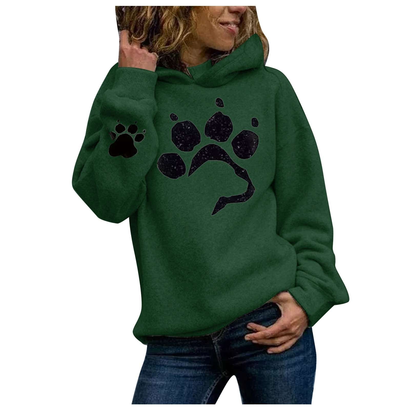 Fashion Paw print Long sleeve Hoodies Sweatshirts