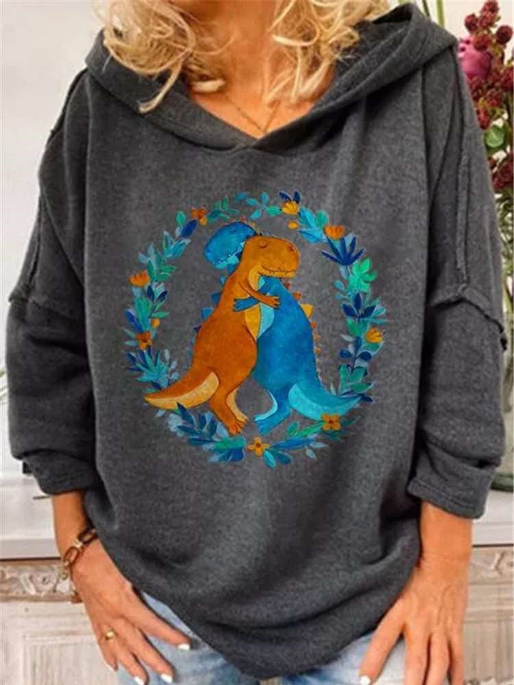 Casual  Cartoon dinosaur print Hoodies Sweatshirts