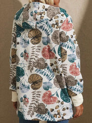 Fashion Retro Print Brushed Hoodie Long sleeve Coats