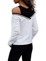 Round Neck Off Shoulder Special Design Woman Sweatshirt