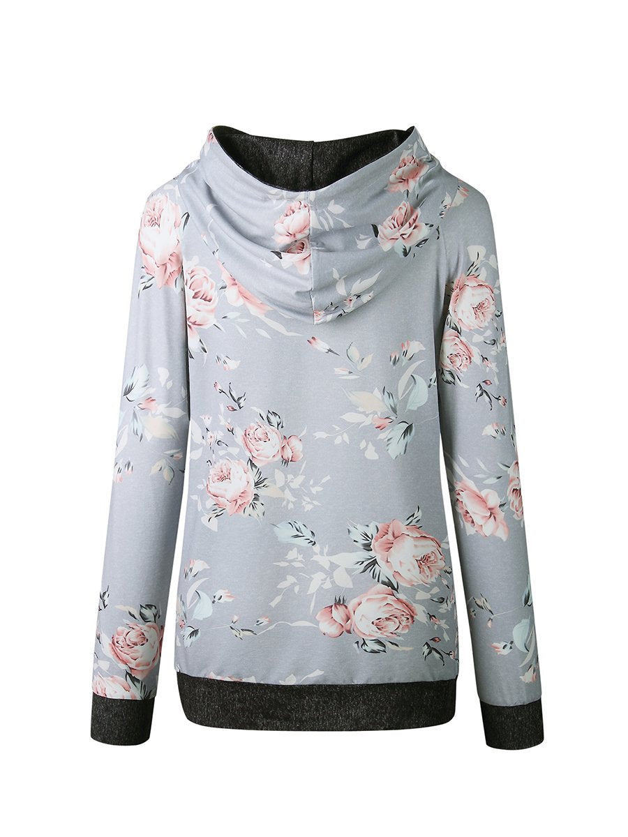 Woman Daily Grey Blossom Baseball Floral Hoodies