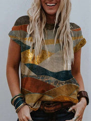 Casual Landscape print Round neck Short sleeve T-Shirts