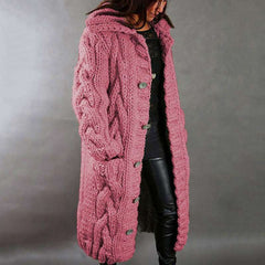 Fashion Casual Pure Knit Lapel Long sleeve Fastener Cardigan