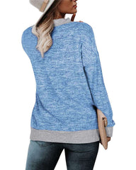 Casual Gored Leopard print V neck Long sleeve T-Shirts