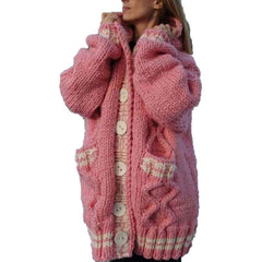 Casual Loose Long sleeve Knit Hoodie Cardigan Coats