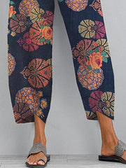 Blue Tribal Holiday Shift Printed Pants