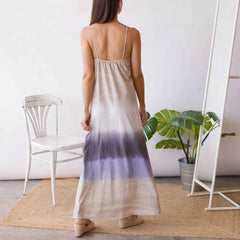 Casual Loose V neck Sleeveless Gradient Maxi Dresses