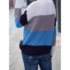 Casual Loose Stripe Round neck Long sleeve Knit Sweaters