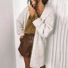 Casual Pure Long sleeve Knit Cardigan