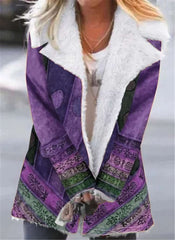 Fashion Print Plush Lapel Long sleeve Coats