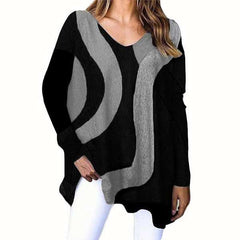 Casual Stripe V neck Long sleeve Plus T-Shirts