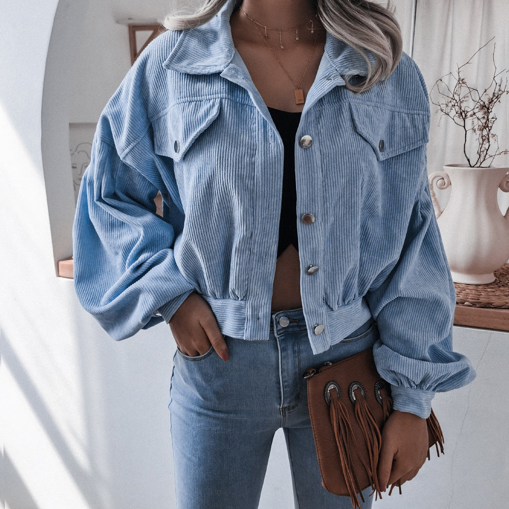 Casual fashion women Turn down neck short jackets