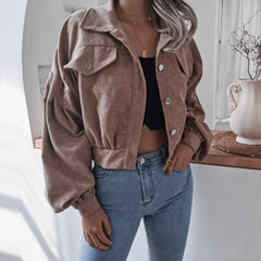 Casual fashion women Turn down neck short jackets