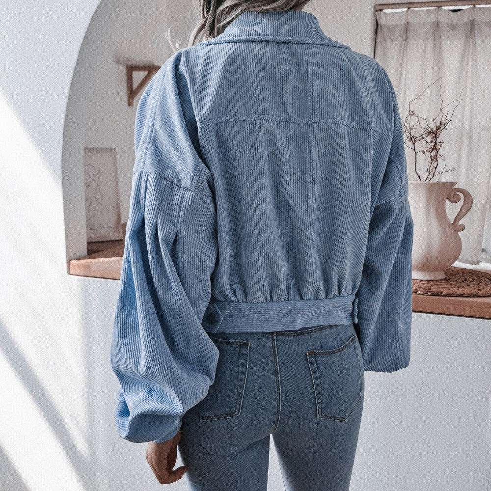 Casual fashion women Turn down neck short jackets