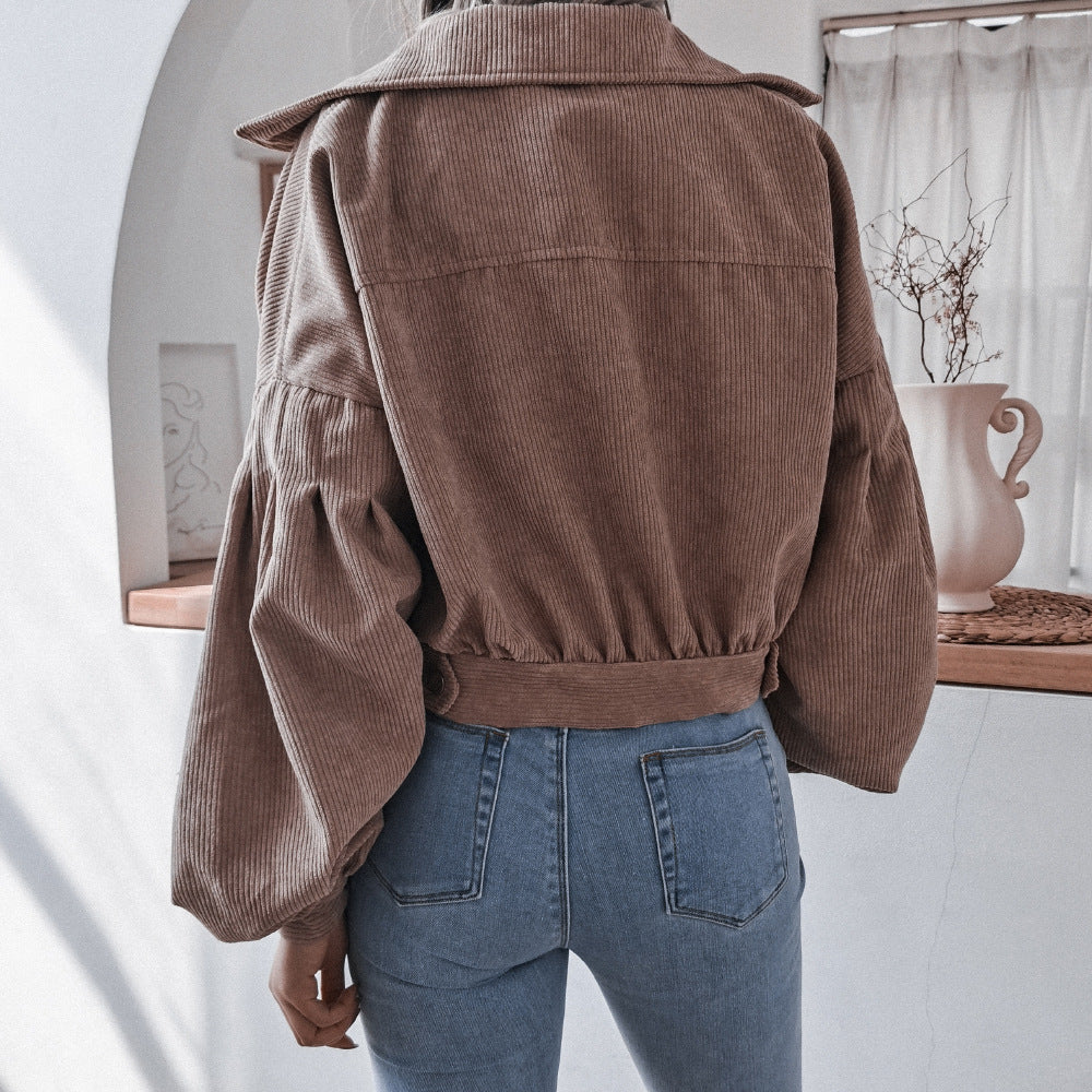 Casual fashion women Turn down neck short jackets