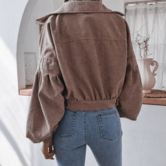 Casual fashion women Turn down neck short jackets