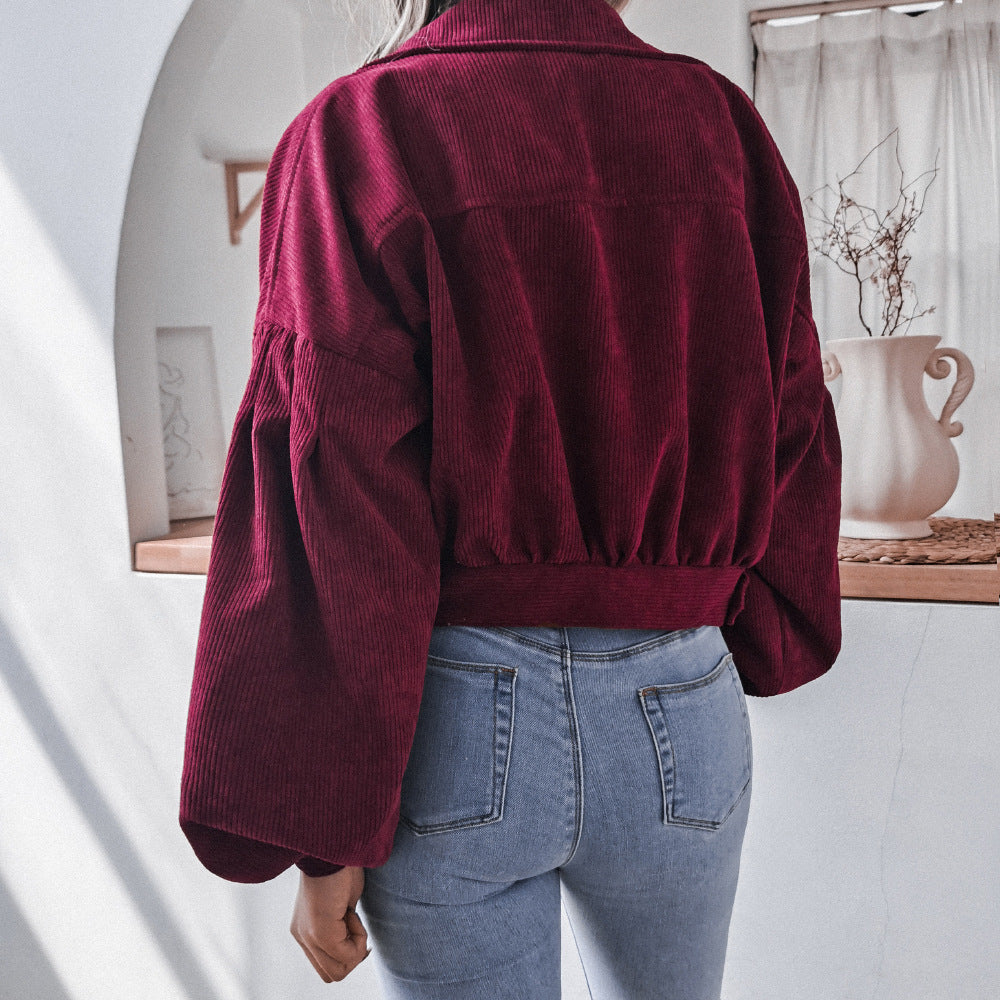 Casual fashion women Turn down neck short jackets