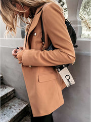 Casual Pure Lapel Long sleeve Double-breasted Blazer