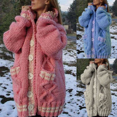 Casual Loose Long sleeve Knit Hoodie Cardigan Coats