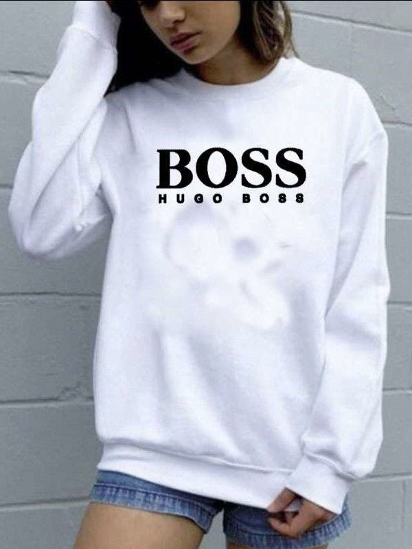 Casual Loose Word print Round neck Long sleeve Sweatshirts