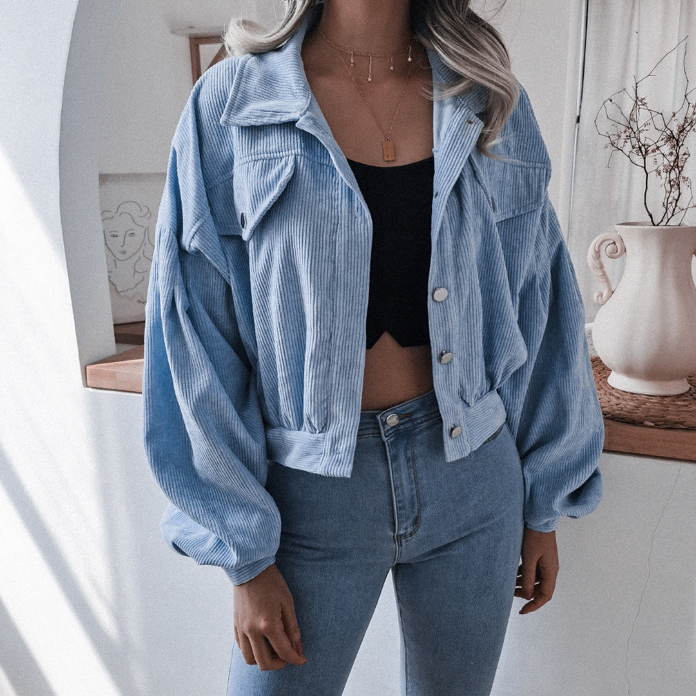 Casual fashion women Turn down neck short jackets