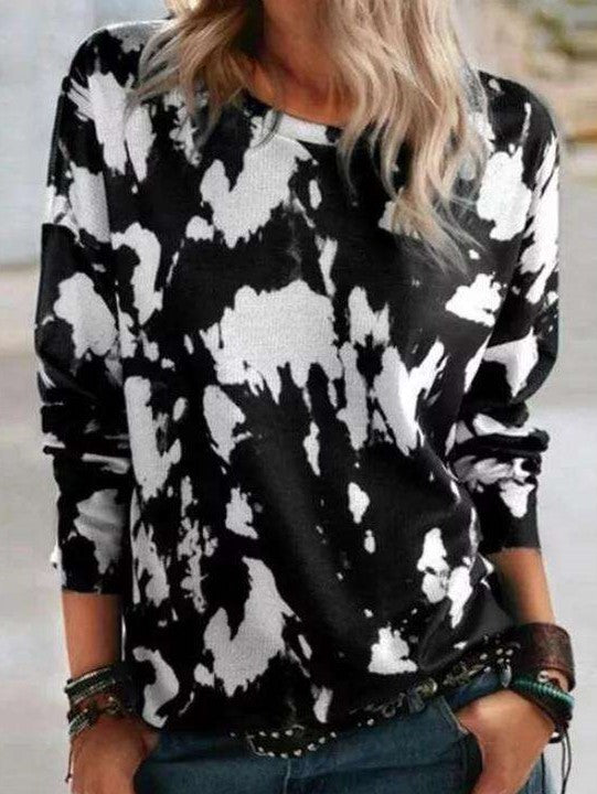 Fashion Casual Print Round neck Long sleeve T-Shirts