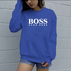 Casual Loose Word print Round neck Long sleeve Sweatshirts