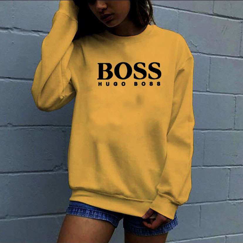 Casual Loose Word print Round neck Long sleeve Sweatshirts