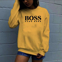 Casual Loose Word print Round neck Long sleeve Sweatshirts