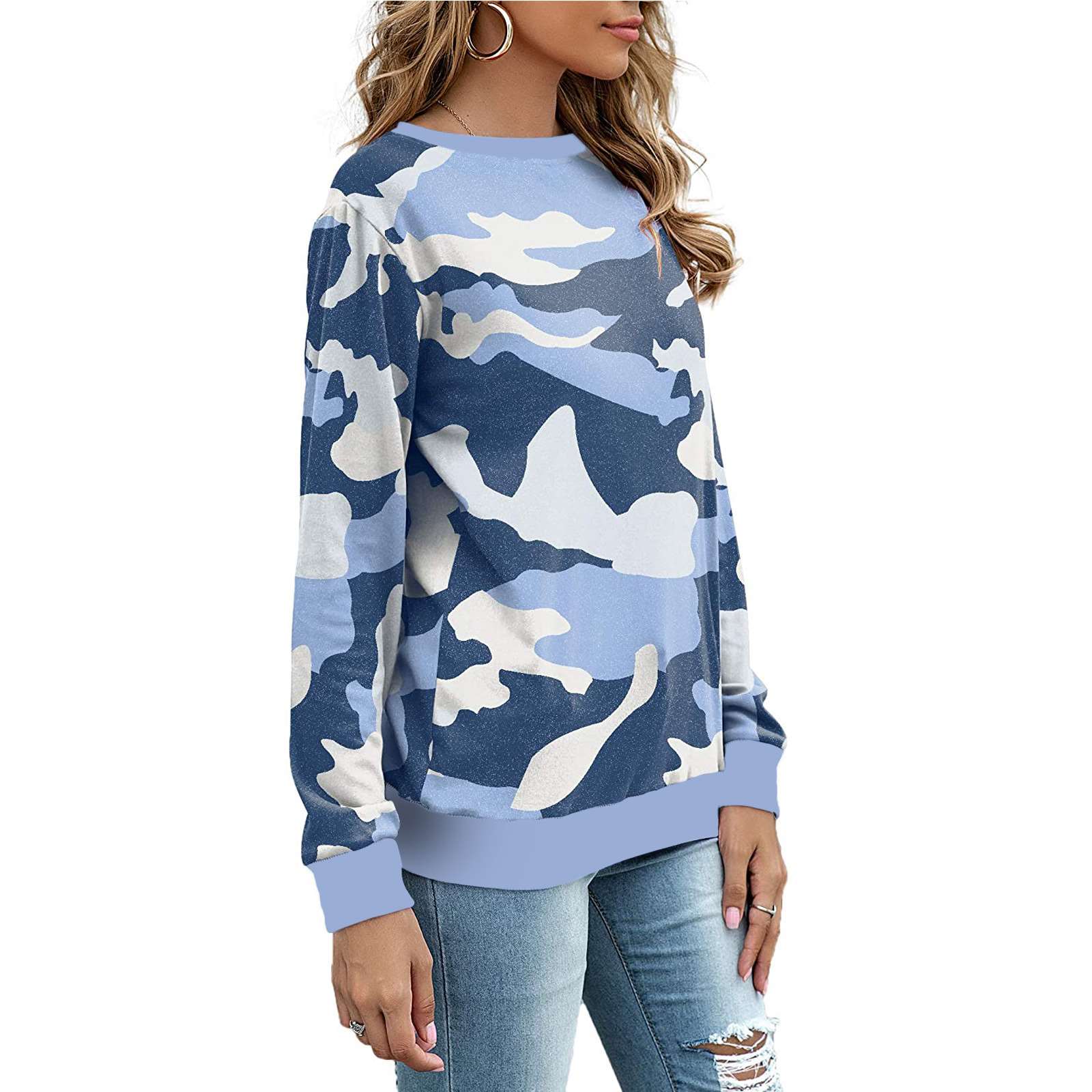 Print Round neck Long sleeve Sweatshirts T-Shirts